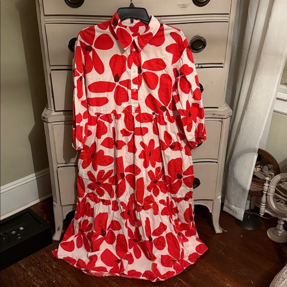 Maeve Bettina Tiered Floral Shirt Dress L - Picture 4 of 9